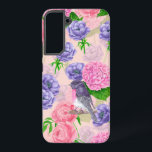 Robin and flowers, watercolor pattern samsung galaxy case<br><div class="desc">Watercolor made of anemone,  peony and hydrangea flowers,  and robin birds.</div>