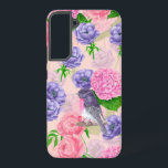 Robin and flowers, watercolor pattern samsung galaxy case<br><div class="desc">Watercolor made of anemone,  peony and hydrangea flowers,  and robin birds.</div>