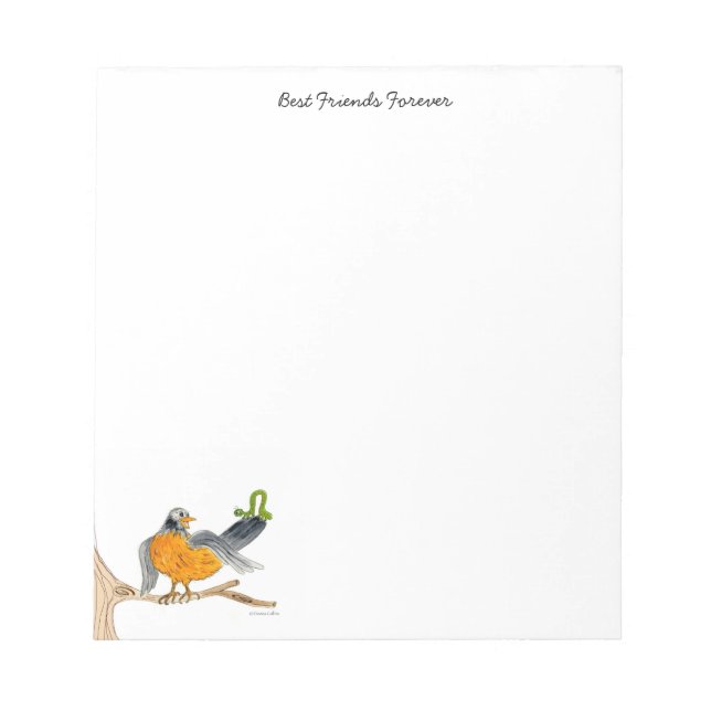 Robin and Green Inch Worm Note pad (Front)