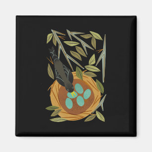 Robin And Nest Sticker Magnet