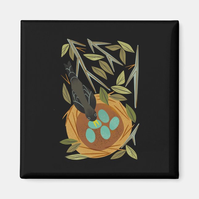 Robin And Nest Sticker  Magnet (Front)