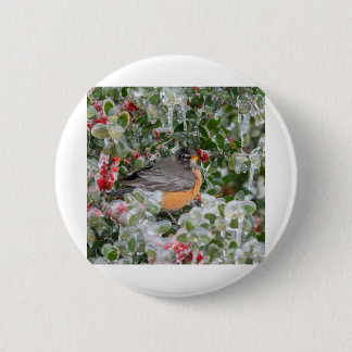 Robin at Christmas 2 Inch Round Button