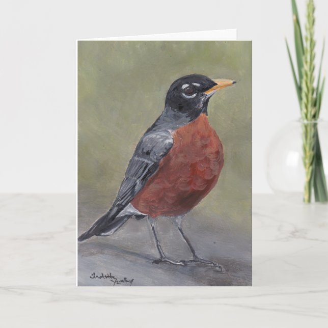 Robin Bird Art Carte de voeux pliée (Devant)