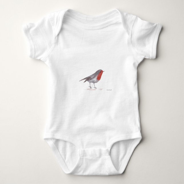 Robin bird baby bodysuit (Front)