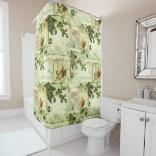 Robin Bird Holly Pattern Christmas New Year Floral