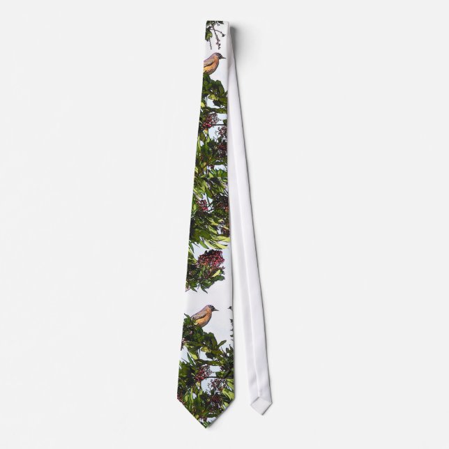 Robin Bird in Berry Tree Tie (Front)