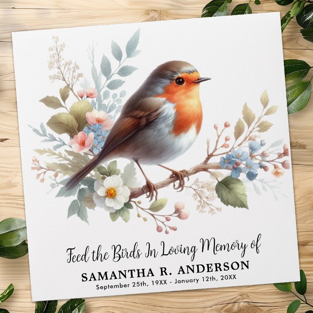 Robin Bird Seed Packets Memorial Funeral Favour Envelope (Creator Uploaded)