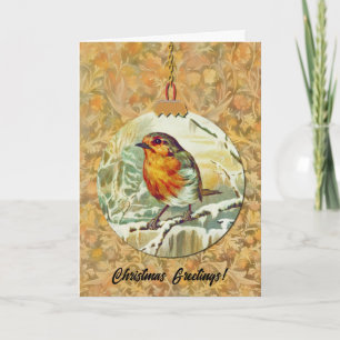 Robin Bird Snow Tree Vintage Style Christmas Card