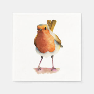 Robin Bird Watercolor Painting Napkin