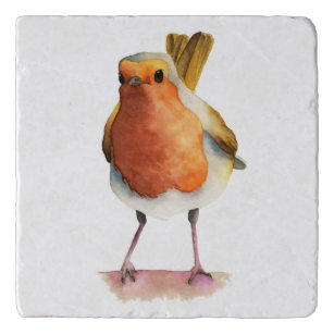 Robin Bird Watercolor Painting Trivet