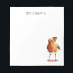 Robin Bird Watercolor Painting with Name Notepad<br><div class="desc">This is a watercolor painting of a robin on a tree branch. It’s tail is up in the air. Customize this product by adding your name at the top. The bird was hand painted by NamiBear Art Studio ©Namibear</div>