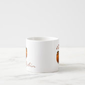 Robin Bird Winter Branch Personalized Christmas Espresso Cup (Front)