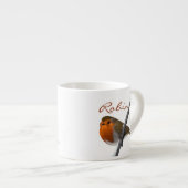 Robin Bird Winter Branch Personalized Christmas Espresso Cup (Front Right)