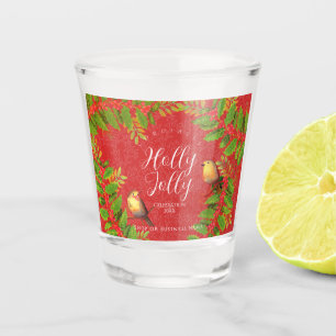 Robin Birds Holly Berry Business Red Shot Glass