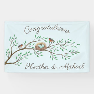 Robin Birds Nest Eggs Spring Baby Shower Banner
