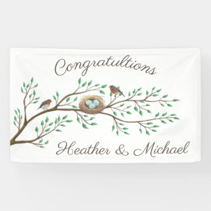 Robin Birds Nest Eggs Spring Baby Shower Banner