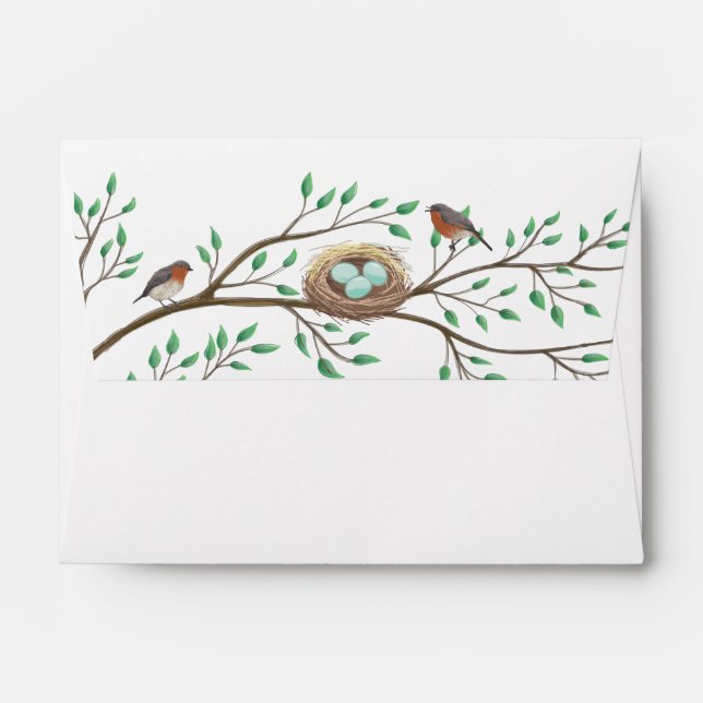 Robin Birds Nest Eggs Spring Baby Shower Envelope (Back (Top Flap))