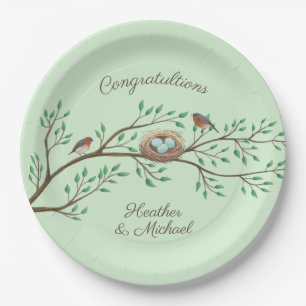 Robin Birds Nest Eggs Spring Baby Shower Paper Plate