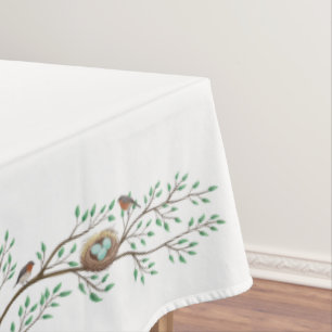 Robin Birds Nest Eggs Spring Baby Shower Tablecloth