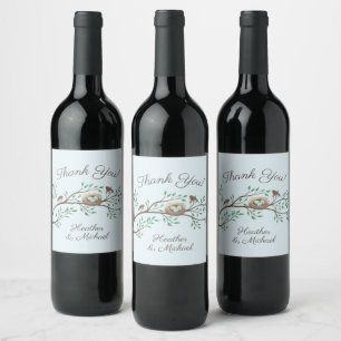 Robin Birds Nest Eggs Spring Baby Shower Wine Label