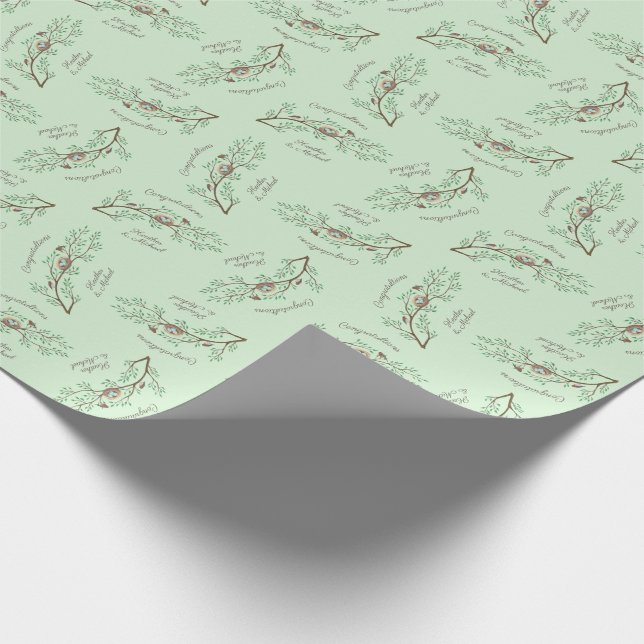 Robin Birds Nest Eggs Spring Baby Shower Wrapping Paper (Corner)