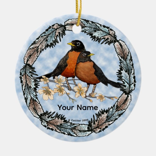 Robin branch  ornament (Front)