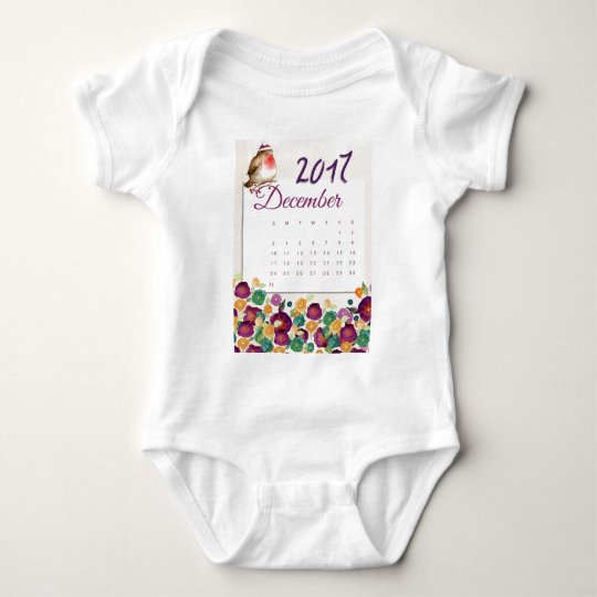 Robin Calendar Baby Bodysuit