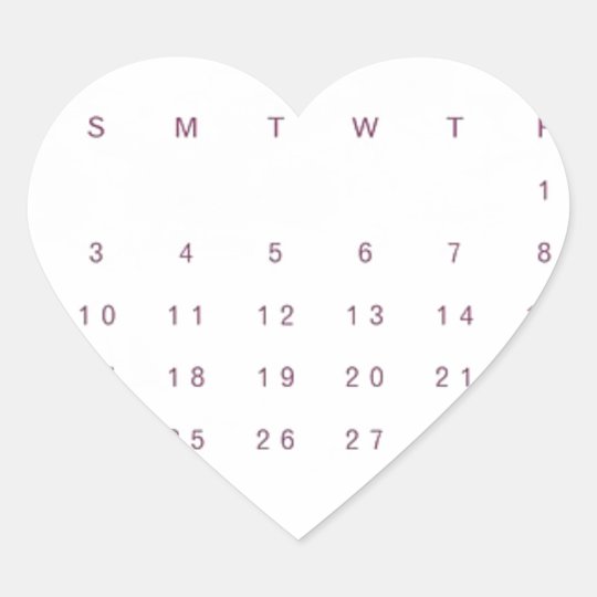 Robin Calendar Heart Sticker