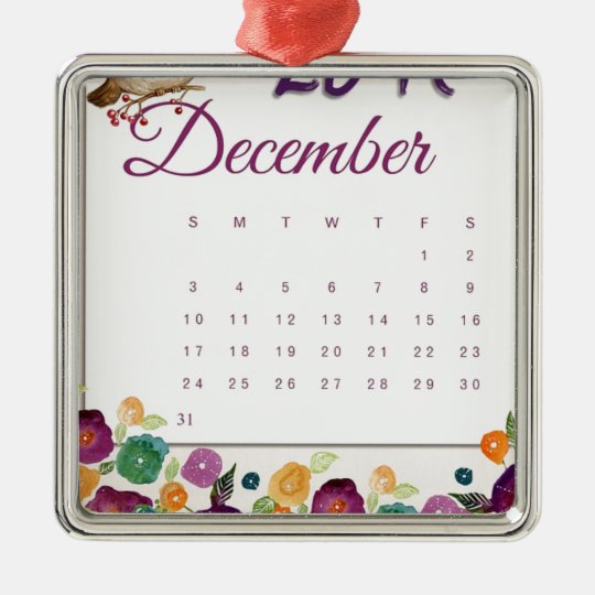 Robin Calendar Metal Ornament
