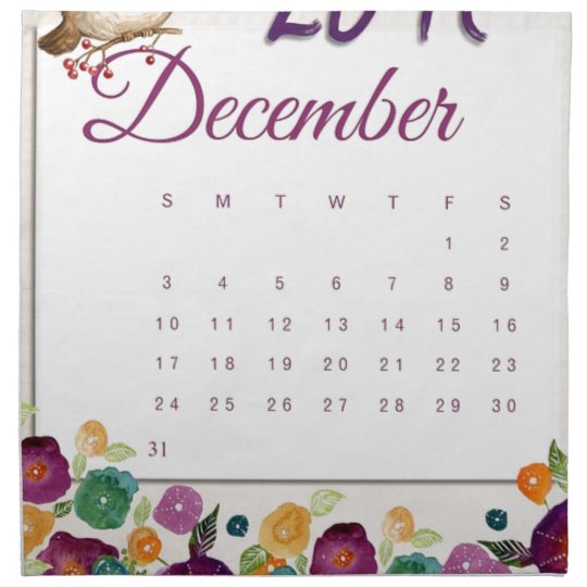 Robin Calendar Napkin