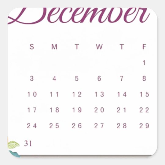 Robin Calendar Square Sticker