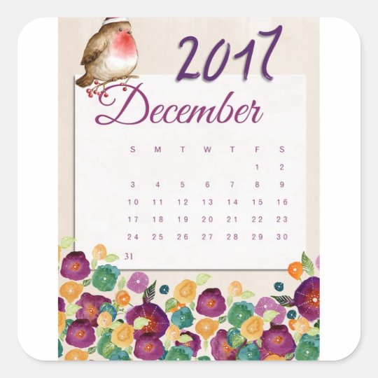 Robin Calendar Square Sticker