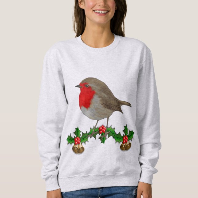 Robin Christmas Jumper Style Design Sweatshirt (Front)