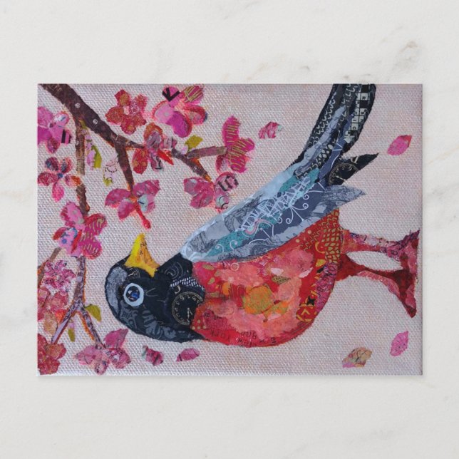 Robin - collage art postcard (Front)