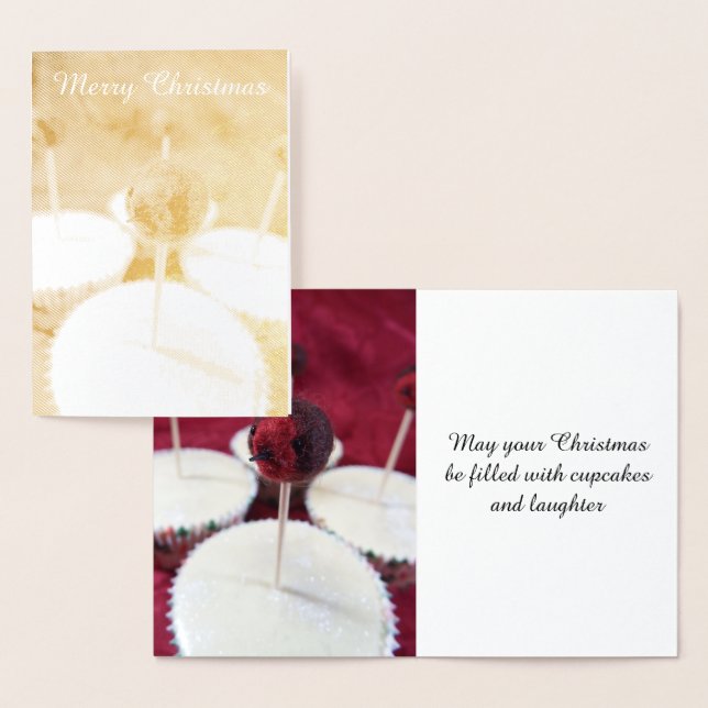 Robin Cupcakes Christmas Foil Card (Display)