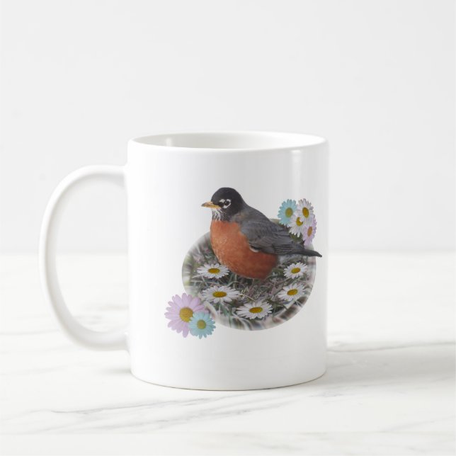 Robin Daisy Fairy Ring Coffee Mug (Left)