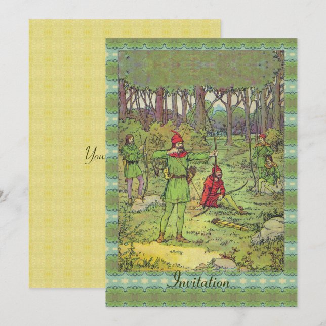 Robin Des Bois Dans La Forêt Invitation (Devant / Derrière)