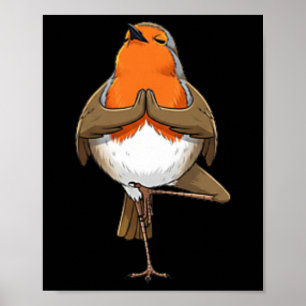 Robin Does Yoga Pose Meditation Funny Bird  Poster