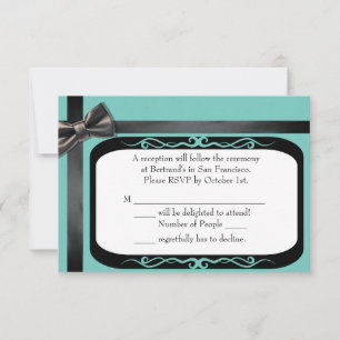 Robin Egg Blue and Black Gay Wedding RSVP Cards