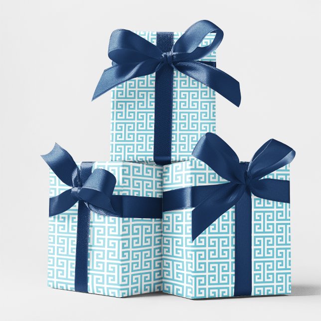 Robin Egg Blue and White Greek Key Pattern Wrapping Paper (Robin Egg Blue and White Greek Key Pattern Wrapping Paper)