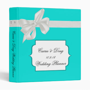 Robin Egg Blue and White Ribbon Wedding Binder