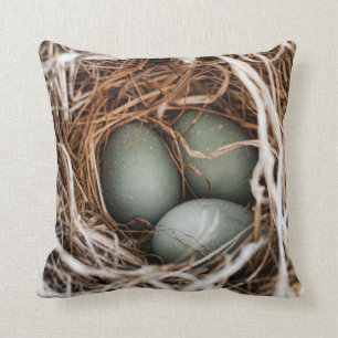Robin Egg Blue Bird Nest Spring Mother Pillow