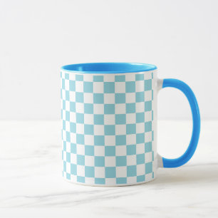 Robin Egg Blue Combo Mug with White Square Pattern