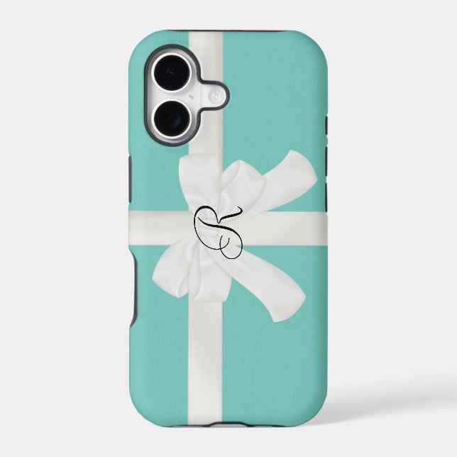 Robin Egg Blue Custom Initial iPhone Case (Back)