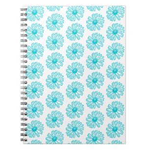 Robin Egg Blue Daisy Print, Hippie Flowers Pattern Notebook