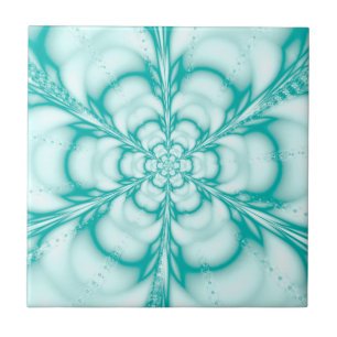 Robin Egg Blue Floral Turquoise Print Tile