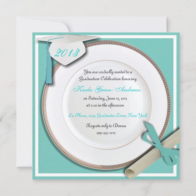 Robin Egg Blue Graduation Party Invitations (Front)
