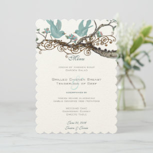 Robin Egg Blue Inséparables Vintages Menu Mariage