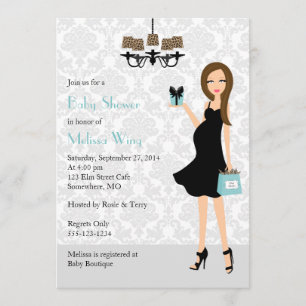Robin Egg Blue Leopard Pregnant Mom Baby Shower Invitation