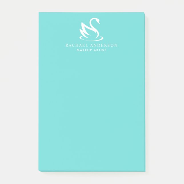 Robin Egg Blue Minimalist Swan Logo Post-it Notes (Front)